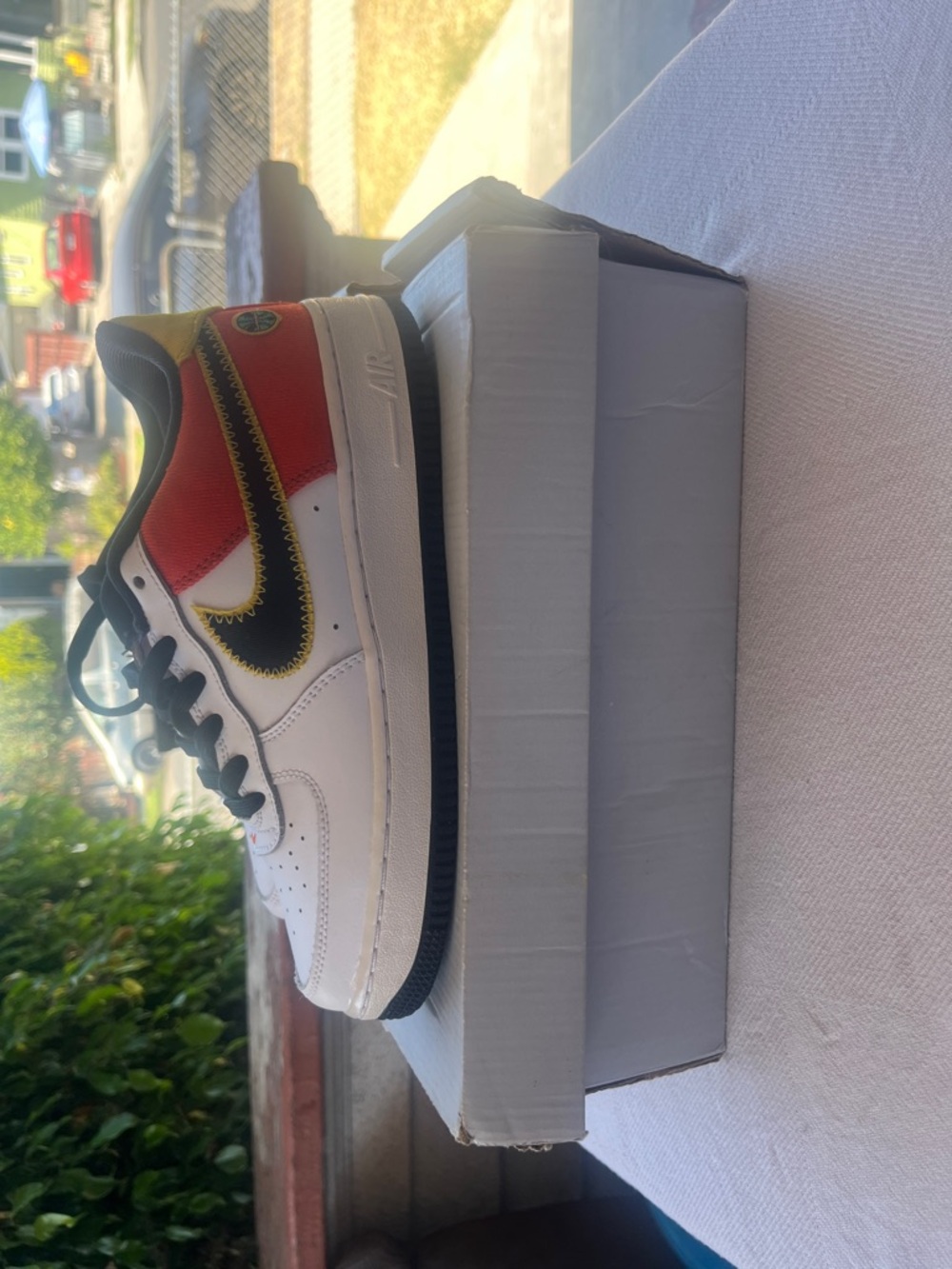 Nike Kids Sneakers White Black Red with Yellow Trim